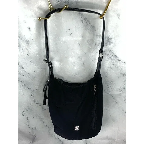 Cobo International black leather backpack COBO International Black Nylon Mesh Woven Front Pocket  main image 3